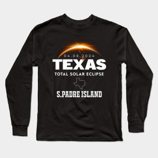 Total Solar Eclipse 2024 S Padre Island Texas Long Sleeve T-Shirt